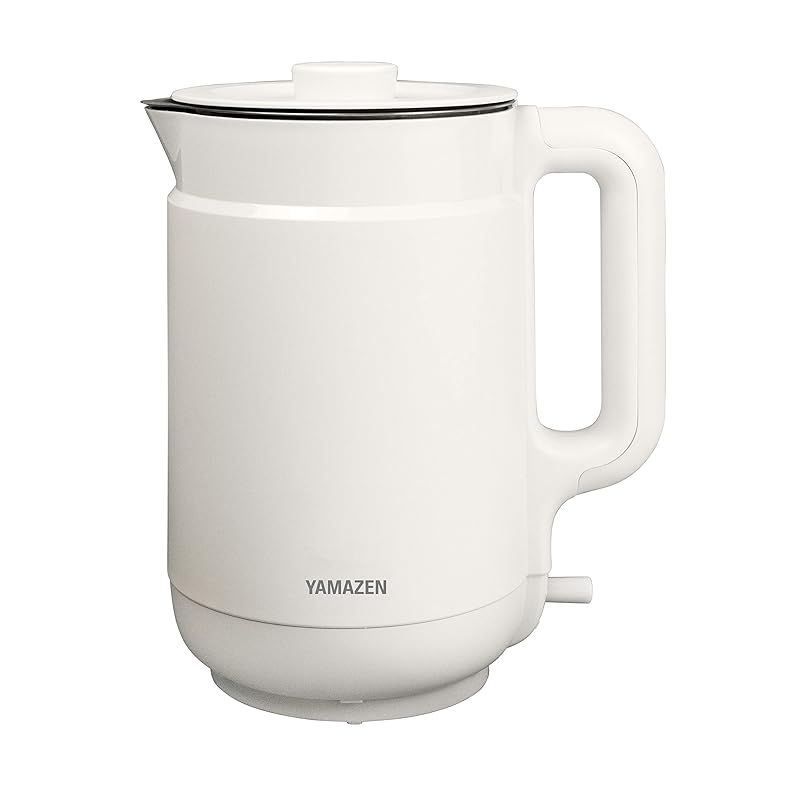 山善 電気ケトル 電気ポット 1.5L 大容量 自動電源OFF 空焚き防止機能 ふた取り外し可 ワンタッチ操作 2重構造 ホワイト YKP-1512 W 0
