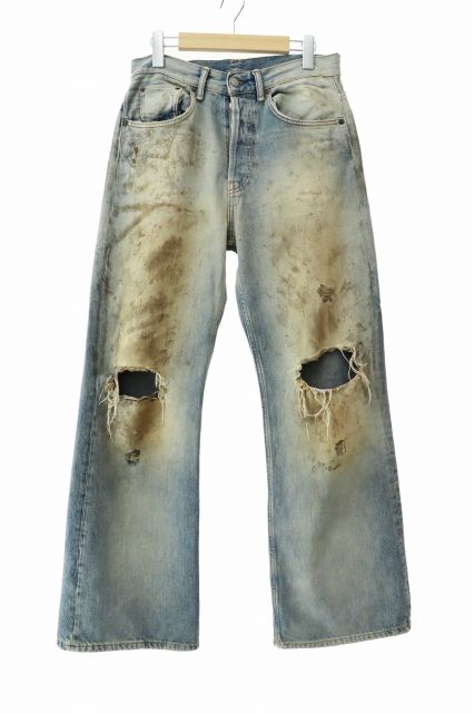 アクネ ストゥディオズ Acne Studios 2021M Penicillin クラッシュ ユーズド加工 レギュラー ルーズ フィット デニム パンツ ジーンズ B00317 W28 L30 インディゴ ブルー AA 250828