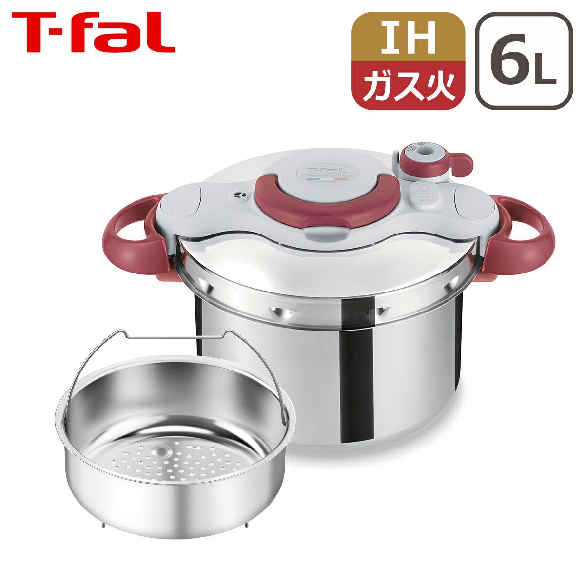 ティファール 圧力鍋 クリプソ ミニット イージー ルビーレッド 6L 
