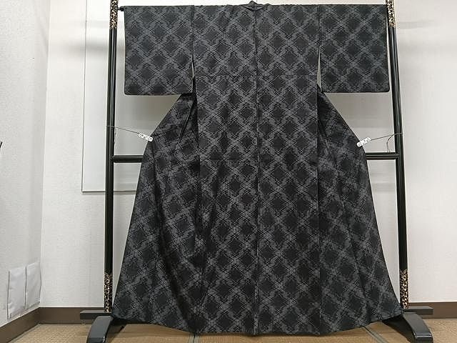 平和屋着物●上質な紬　網代織　霞文　正絹　逸品　CAAV6699vf 平和屋着物○上質な紬 網代織 霞文 正絹 逸品 CAAV6699vf