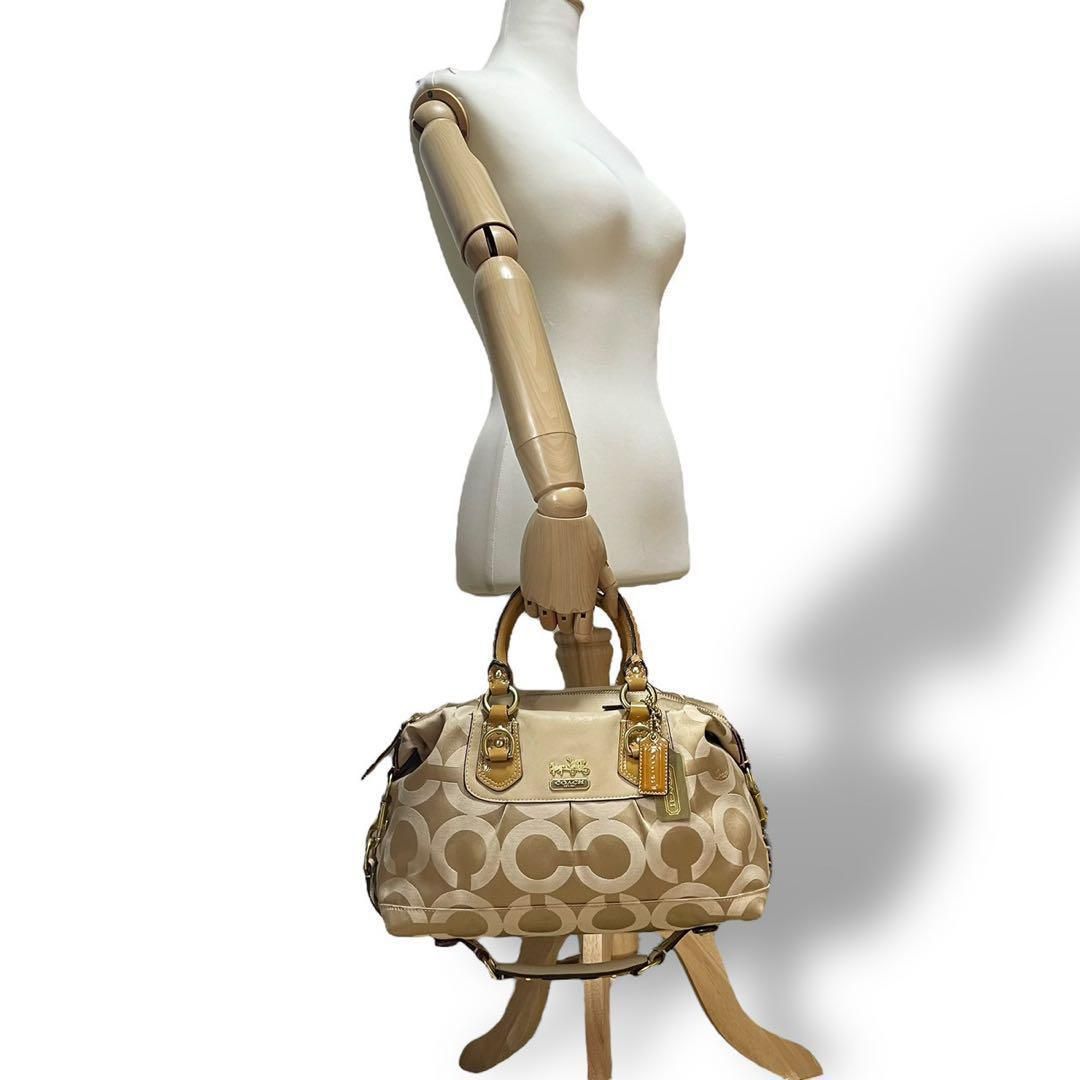 良品 4952 COACH コーチ 2wayハンドバッグ キャンバス ベージュ - メルカリ