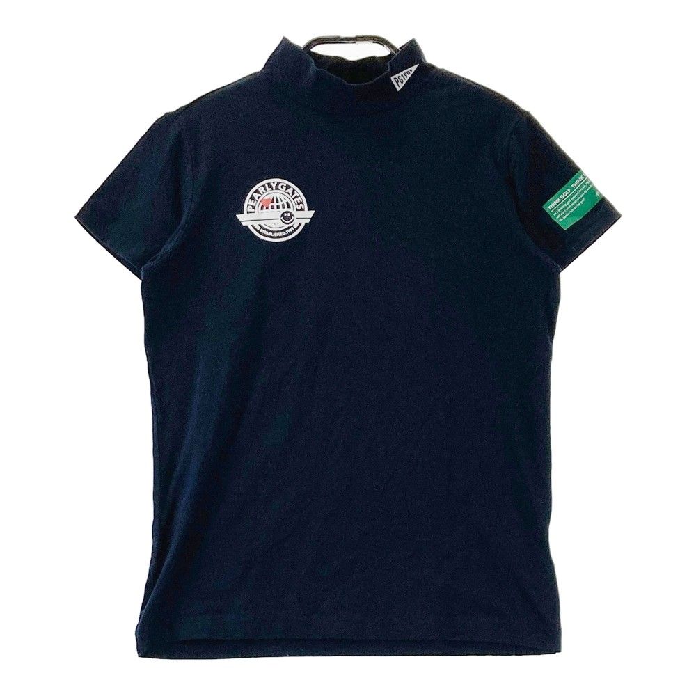 サイズ 0 PEARLY GATES パーリーゲイツ フロントプリント ハイネック 半袖Tシャツ ネイビー系 240101412841 ゴルフウェア レディース ストスト
