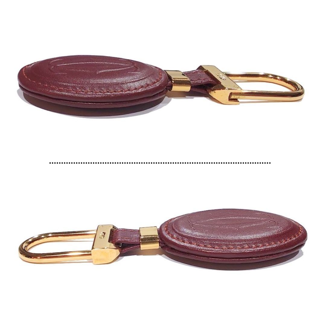 Cartier カルティエ マストライン 2C キーホルダー キーリング チャーム レザー ボルドー - メルカリ