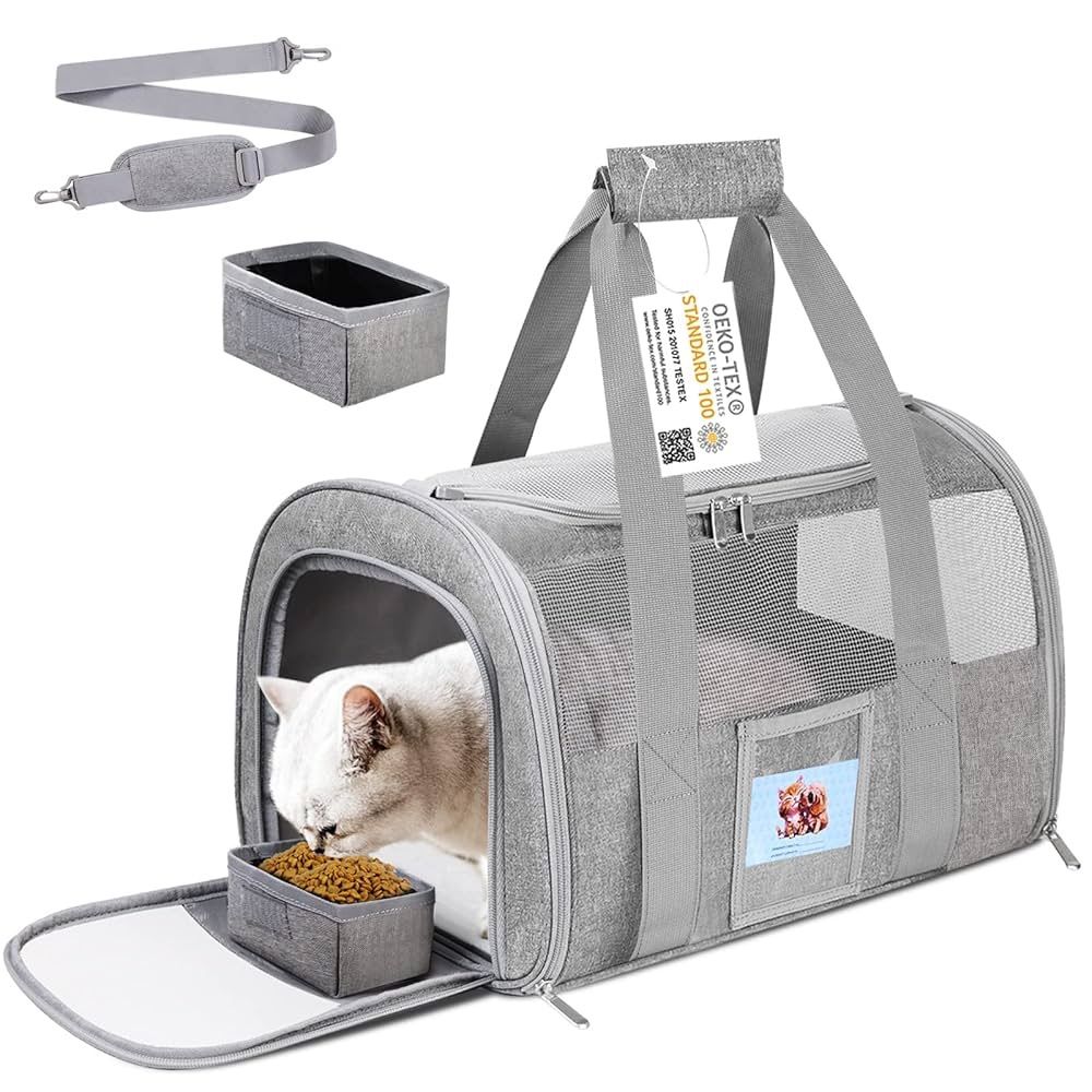 Seclato Pet Carrier Airline Approved for Cat 猫用キャリー 犬用キャリー ペットキャリーバッグ 折りたたみ式 ソフト グレー