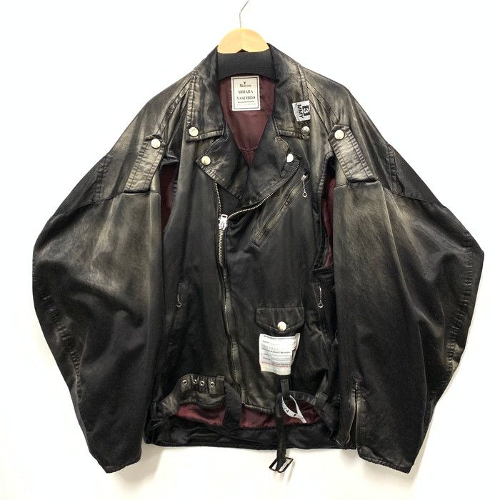 【中古美品】MAISON MIHARA YASUHIRO メゾンミハラヤスヒロ SATIN RIDERS JACKET 2024SS サテンライダースジャケット A12BL061-0 サイズ：46 ブラック メンズ 【140-240413-gm-34-fuz】