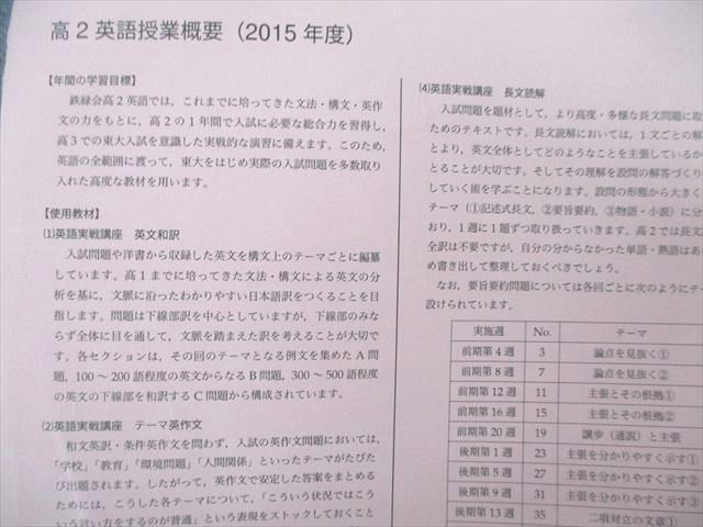 TZ26-046 鉄緑会 高2 英語実戦講座/英文法問題 第1/2部 テキスト通年