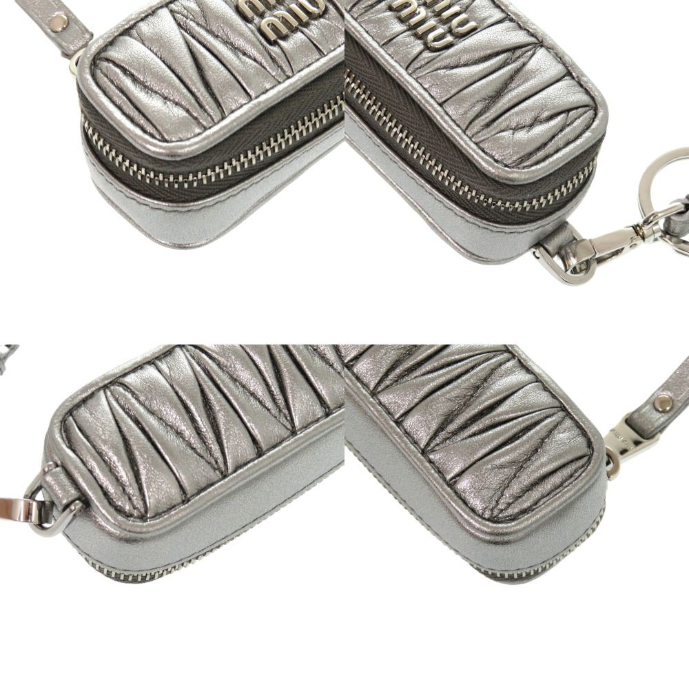 新品同様 ミュウミュウ マテラッセ 5TL518 レザー メタル シルバー