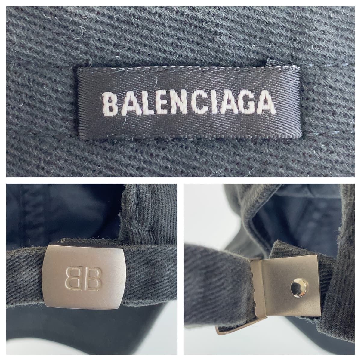 BALENCIAGA バレンシアガ Paris City 59cm ブラック 黒 シルバー金具 コットン コットンキャップ ヴィンテージ加工 男女兼用 メンズ 407923【中古】