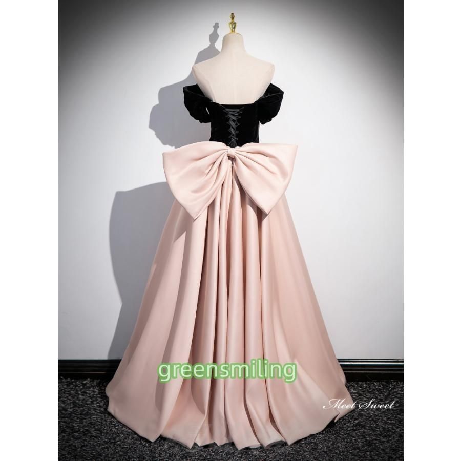 ドレス ロングドレス パーティードレス ピンク 切替 ブラック ウェディングドレス ウエディングドレス 結婚式 二次会 花嫁 前撮り 演WP数量 価格926 MAAHADDERANG_COM