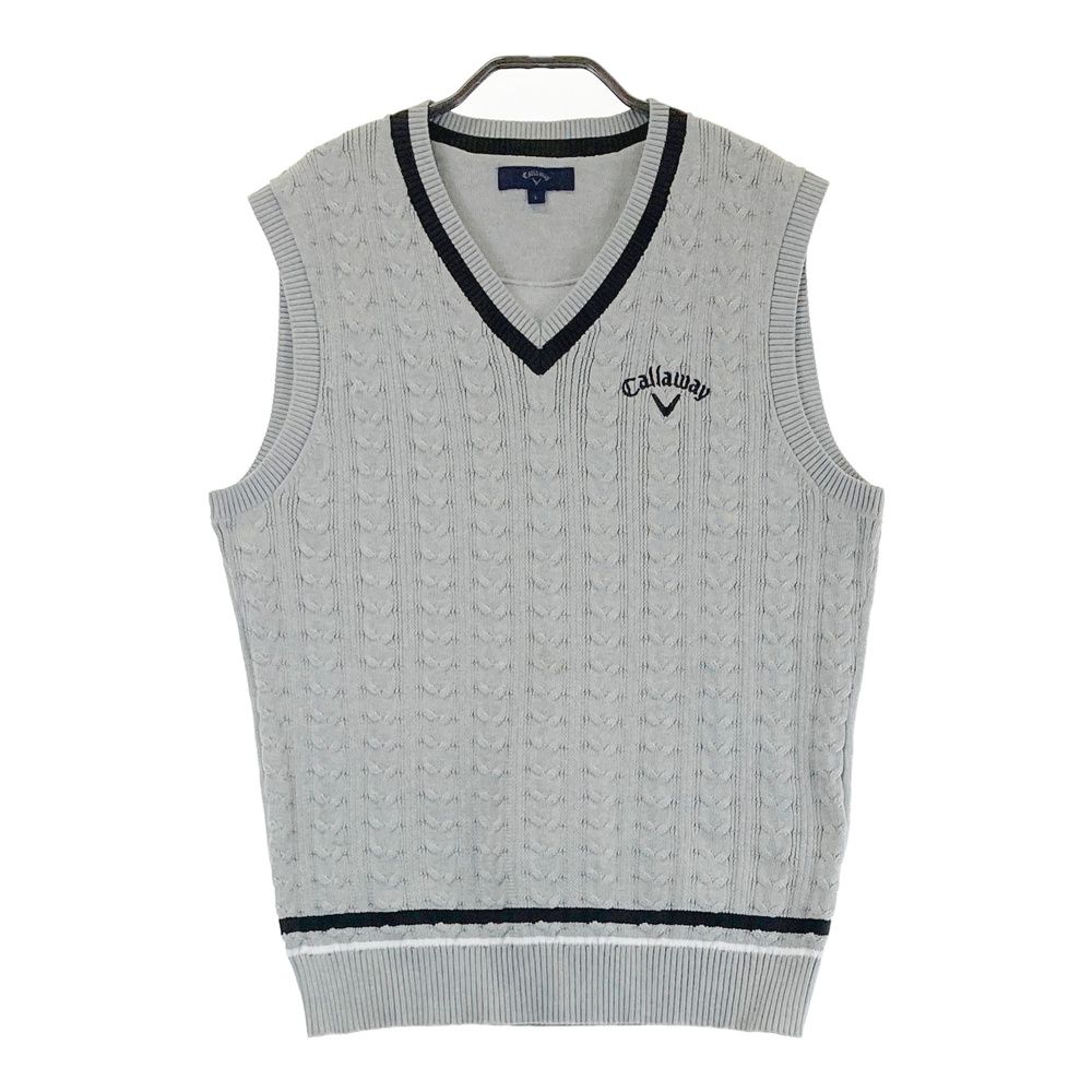 Callaway グレー Vネック ベスト L サイズ：L CALLAWAY キャロウェイ Vネック ニットベスト ロゴ刺繍