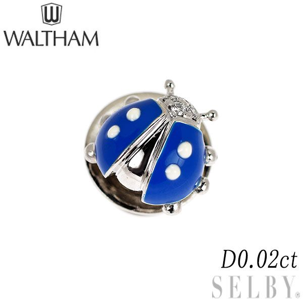 ウォルサム エナメル K18WG ダイヤモンド ブローチ 0.02ct てんとう虫