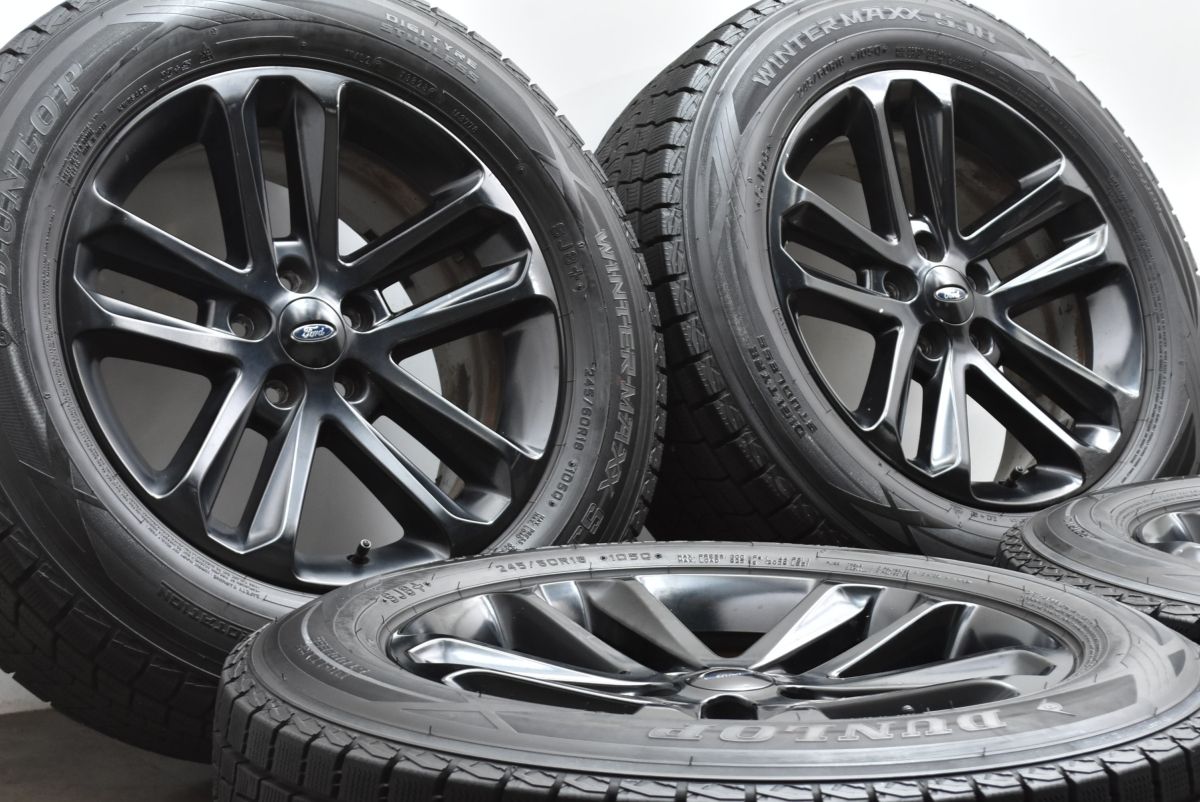 バリ溝 フォード エクスプローラー 純正 18in 8J 44 PCD114.3 ダンロップ ウィンターマックス SJ8 245 60R18 品番 BB531007CA 可
