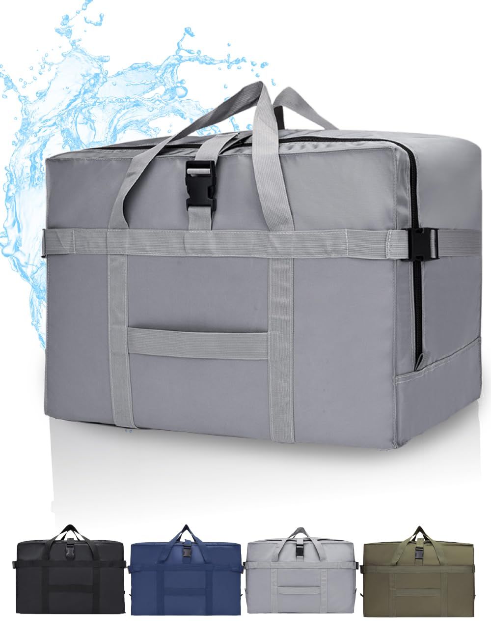 【新着商品】Eu0026Y 折り畳める 大容量 75L ボストンバッグ 大型 大きい バッグ 防水 キャリーオン 旅行 引越 キャンプ (グレー75L)