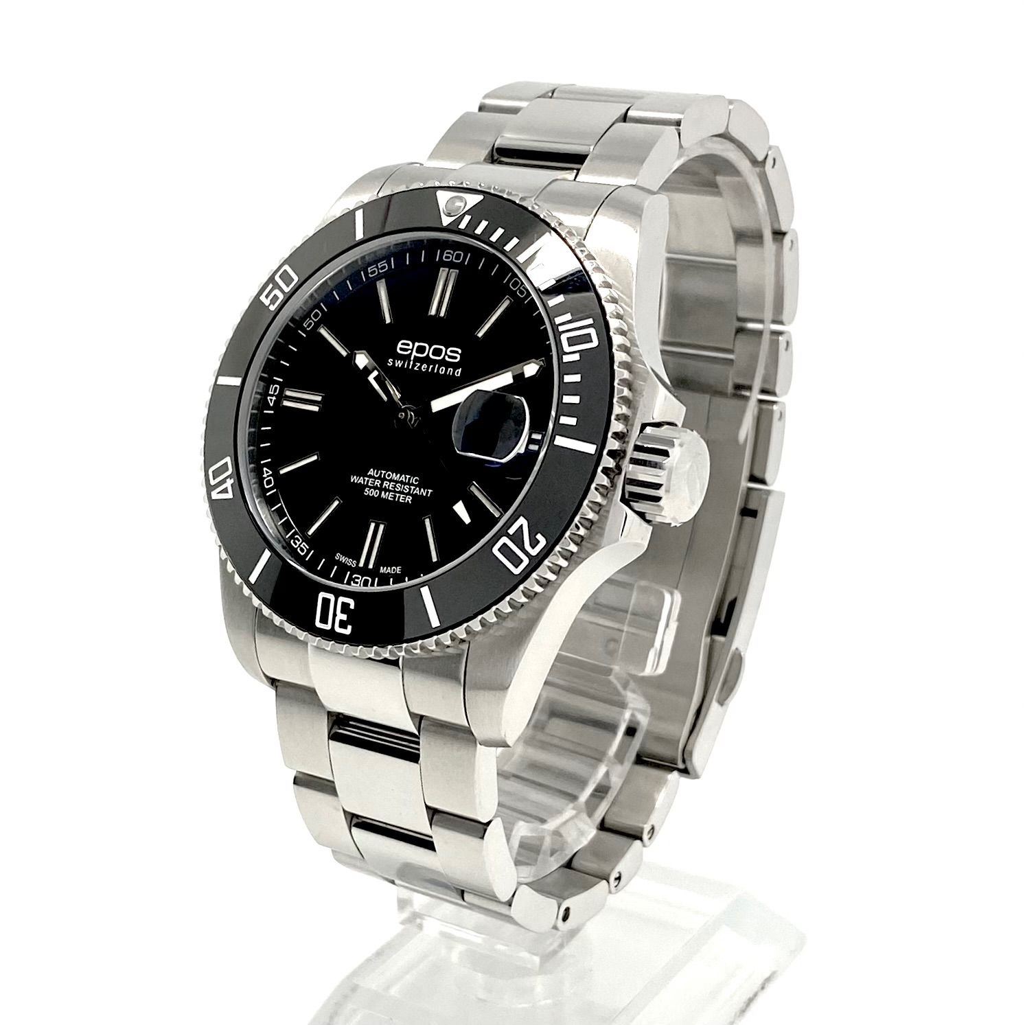 美品　エポス　EPOS　スポーティブ　ダイバー　3504BK　自動巻　デイト表示 美品】エポス EPOS スポーティブ ダイバー 3504BK 自動巻 黒 デイト表示
