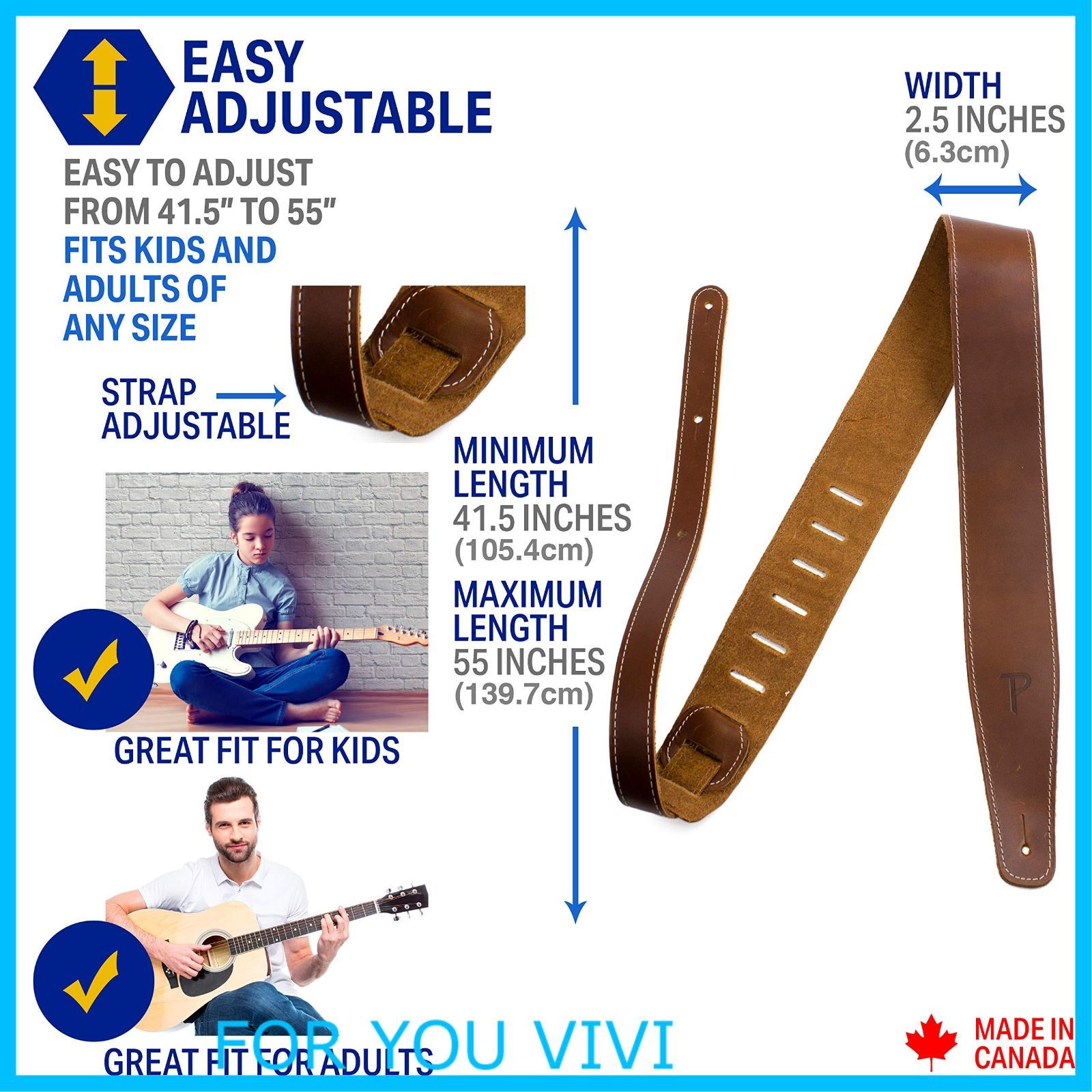 Perri’s Leathers Ltd. - ギターストラップ - 調節可能 - アコースティック/ベース/エレクトリックギター用 - カナダ製 (B25-184)- レザー - ブラウン | P Perri\u0027s Leathers Ltd.. - ギターストラップ - ナイロン - オレンジイエロー花柄 - 調節可能 -  アコースティック&frasl;ベース&frasl;エレクトリックギター用 - カナダ製 (TWS-7276) | ギターストラップ | 楽器・音響機器