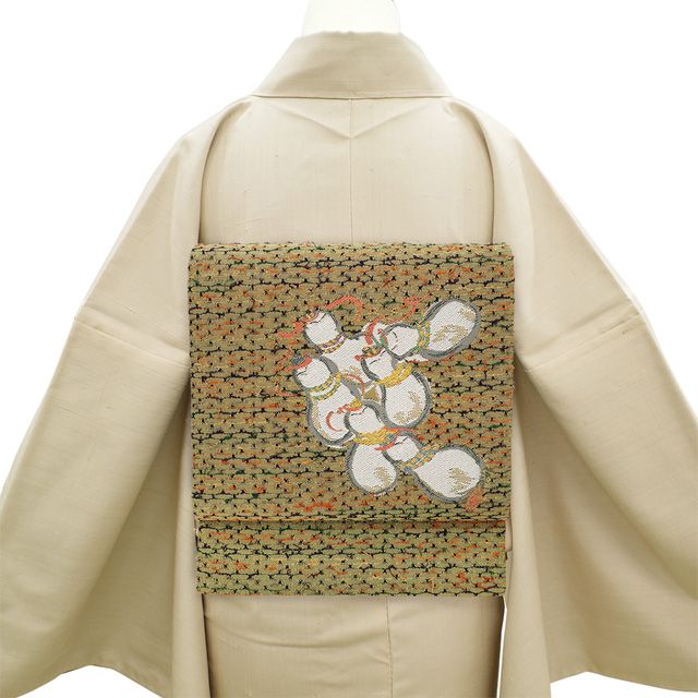 帯2469 ●高級 正絹 紬 落款 作家物 紬名古屋帯 蛍 帯2469 ○高級 正絹 紬 落款 作家物 紬名古屋帯 蛍