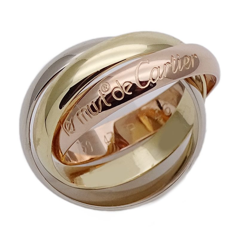 カルティエ Cartier リング レディース ブランド 指輪 750PG 750WG 750YG トリニティ クラシックモデル ピンクゴールド ホワイトゴールド イエローゴールド 47 約7号 スリー 3連 ジュエリー 磨き済み