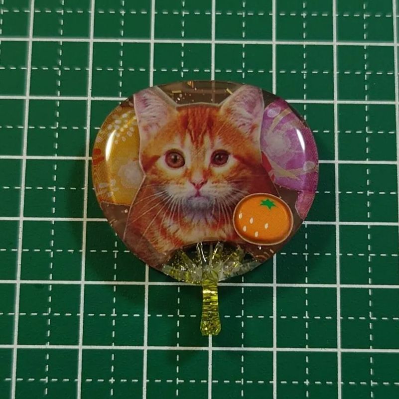 ねこちゃん♡みかん大好き茶トラ猫・ウチワ形のかわいいヘアゴム ねこ  