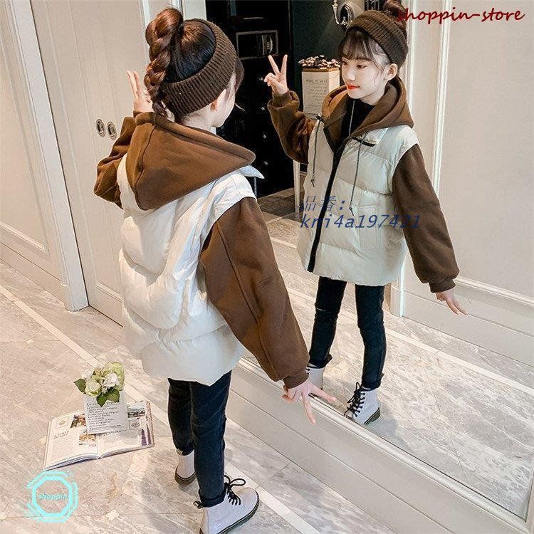 中綿コート キッズ 女の子 子供服 冬 厚手 ダウン風コート アウター チュニック 防寒 可愛い 子供コート 暖かいおしゃれ フード付き 中綿ジャケット kni4a197421