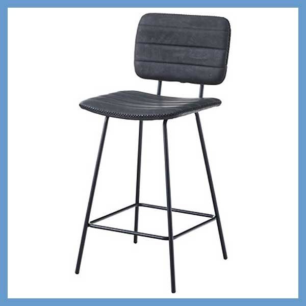 ソフトレザーのハイチェア カウンターチェア W43.5×D50.5×H95×SH65.5cm No.11 ブラック