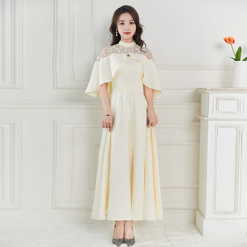 パーティドレス 結婚式 ワンピース ママ パーティードレス 披露宴 卒業式 入学式 新生活 発表会 二次会 春夏秋冬 フォーマル レディース ロング丈 袖レース 春 夏 秋 冬 xiuhua14