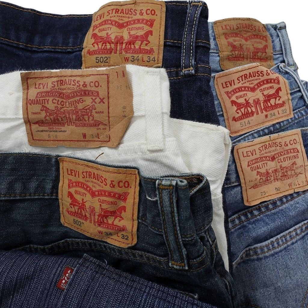古着卸 リーバイス 品番MIX デニム パンツ 7枚セット メンズ 34 502 514 518 751 フェード ホワイト 古着 NC1309 KIN-KAAI_COM