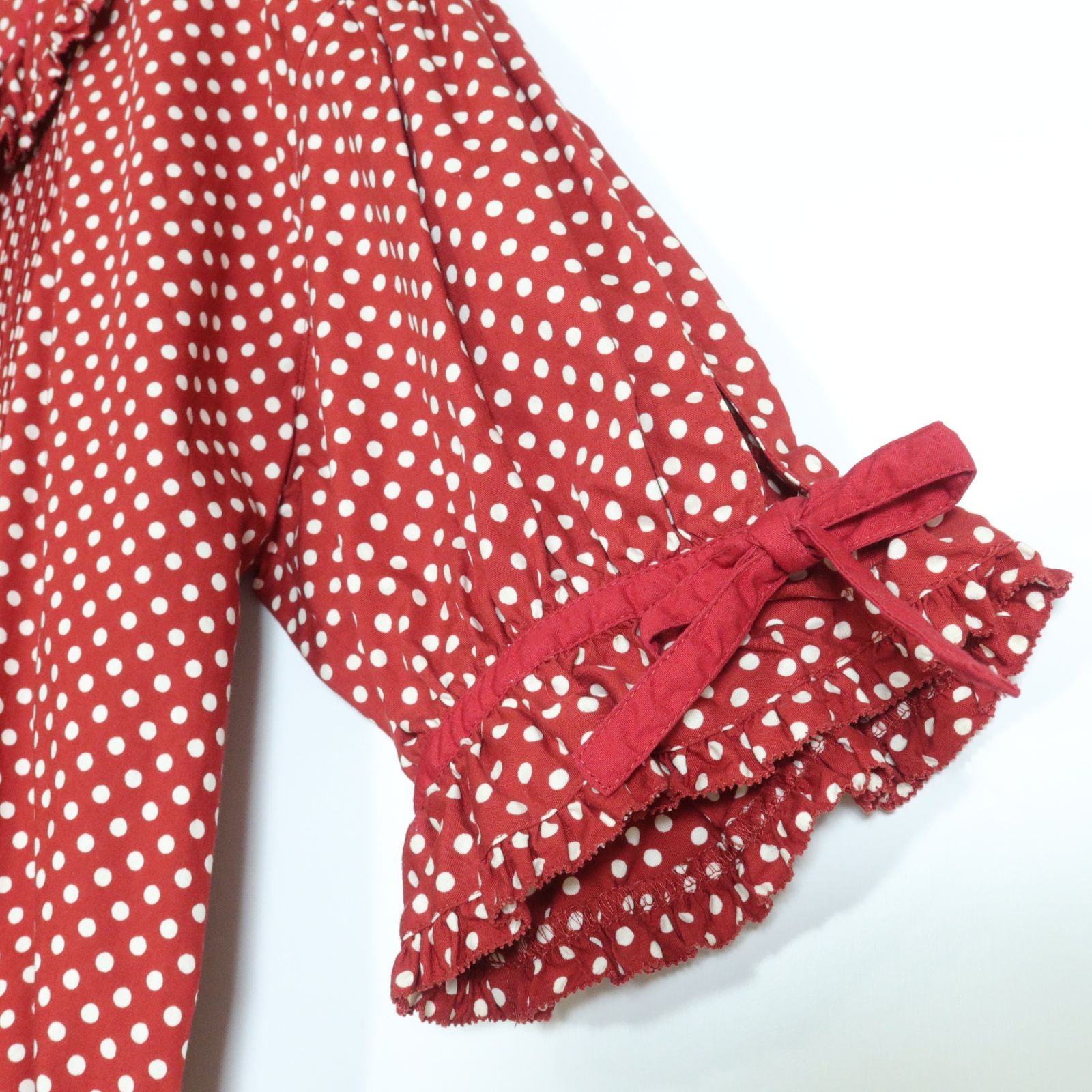 ピンクハウス　赤ドット柄チュニックワンピース ピンクハウス☆ワンピース 赤系 ドット柄 フリル&ピンタック♪ギャザー