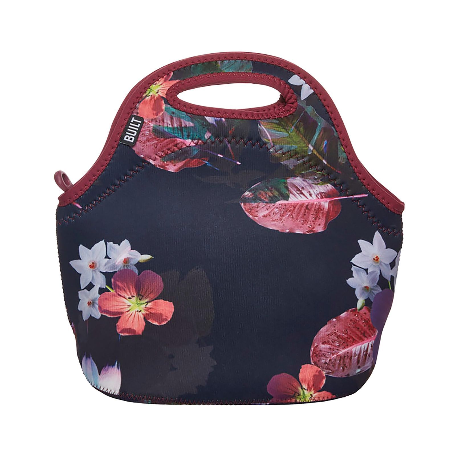 【新着商品】ニューヨークスタイル ブラック 草花 花柄 ファスナー付き 手提げ セカンドバッグ ミッドナイトボタニカル ランチバッグ お弁当 やわらかい 洗える ゴウメットバッグ トートバ