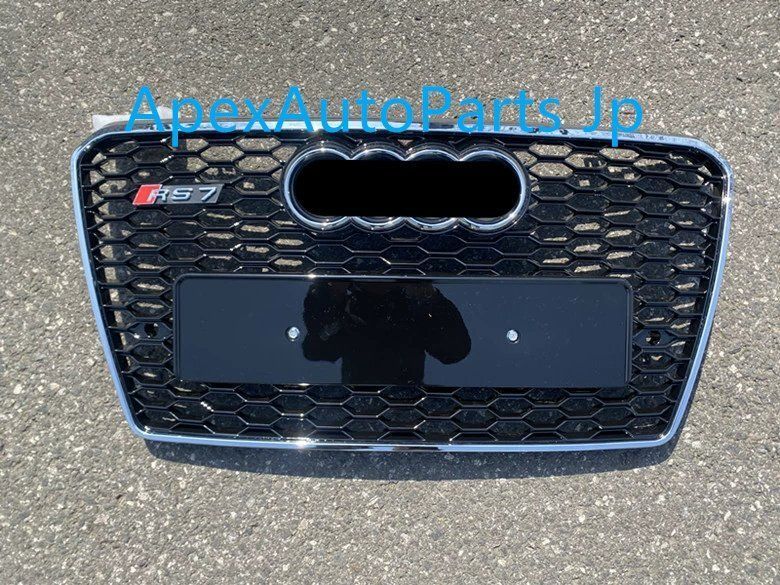 2012-2015年モデル アウディA7 S7 改造用 RS7グリル A7 ハニカムフロントグリル フロントフェイス エンブレム付きsq