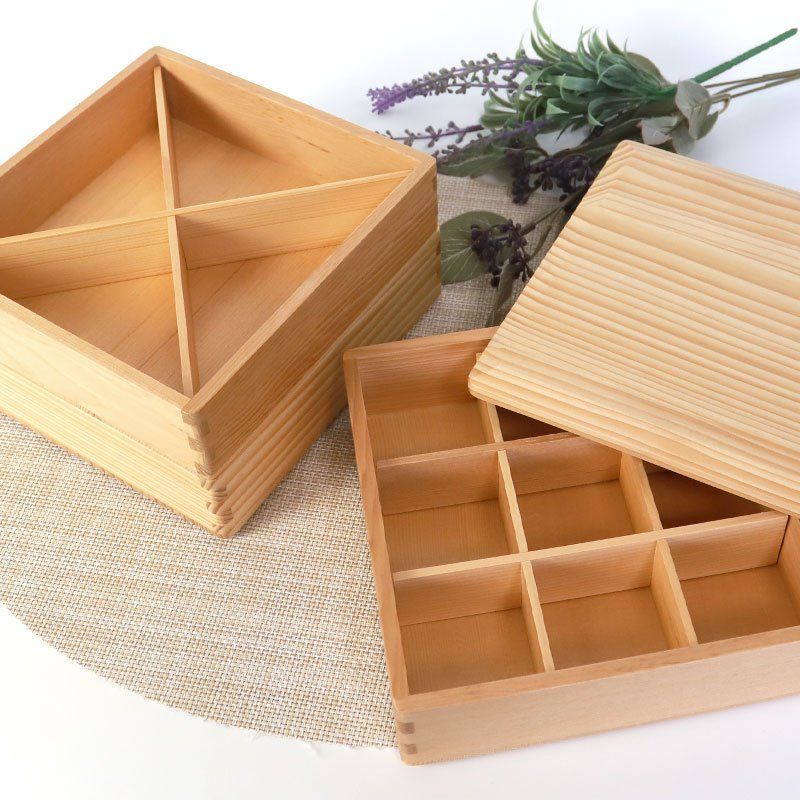 天然木製 6寸 18.5cm 三段 重箱 白木 運動会 大型 弁当箱 おしゃれ 3段