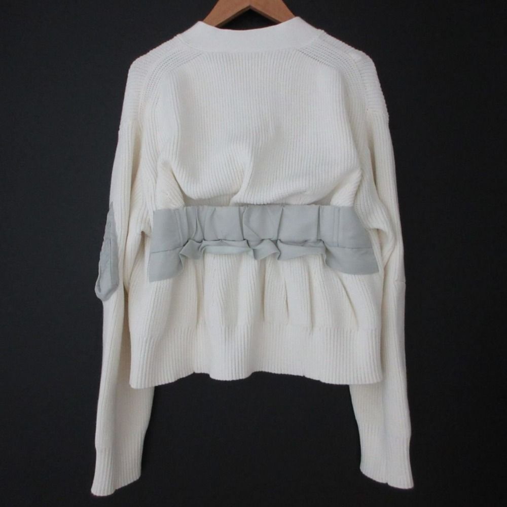 【美品】【値下げ】サカイ　ニット×ブラウス　ドッキングシャツ　ホワイト 美品】【値下げ】サカイ ニット×ブラウス ドッキングシャツ