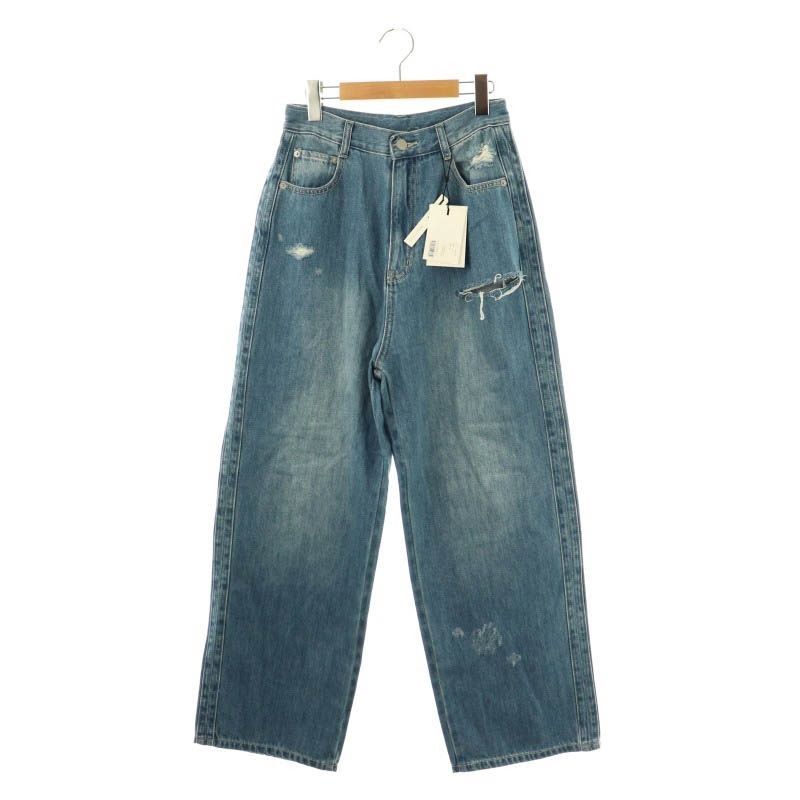 ウィルフリー willfully SS loose distressed effect denim PT