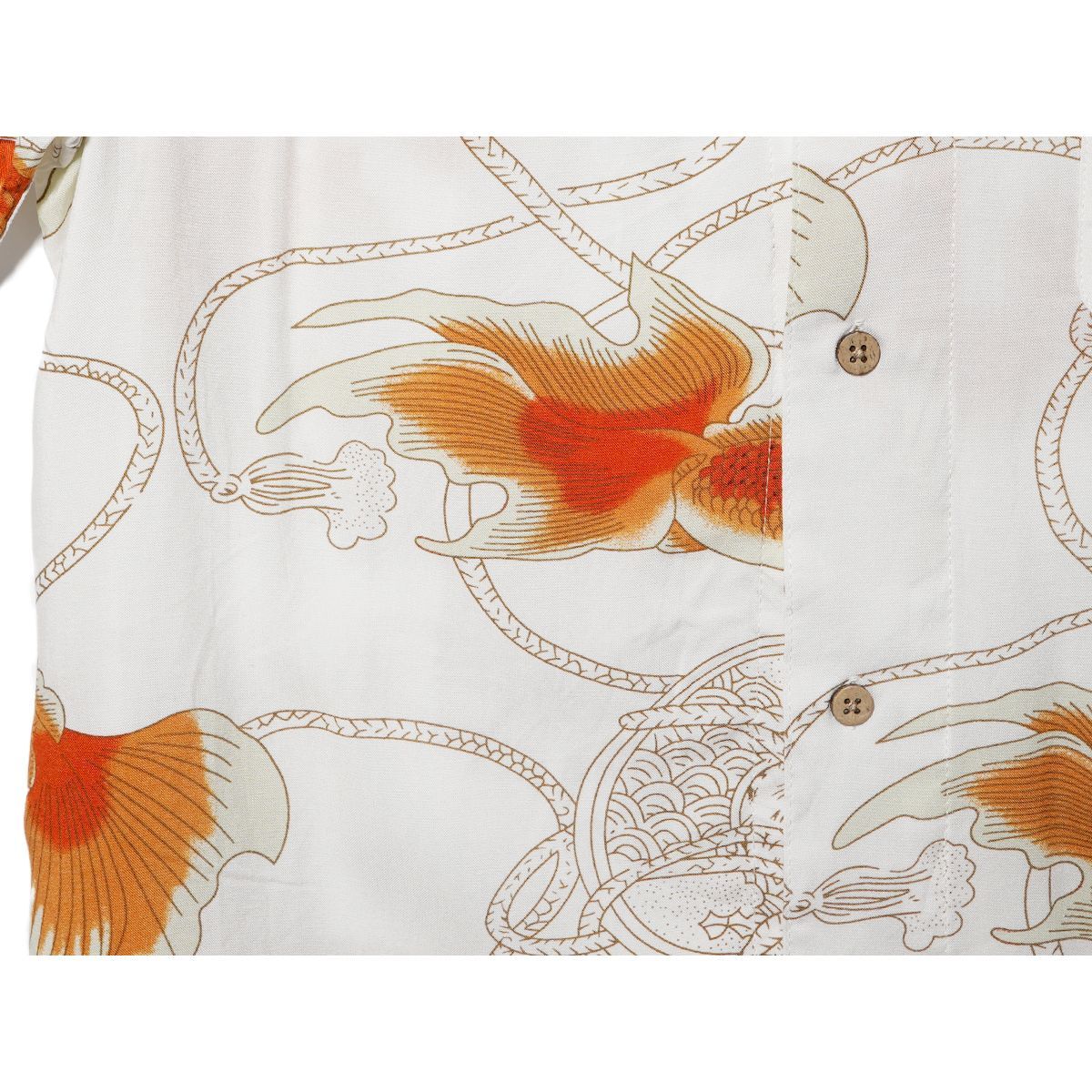 USA古着アロハシャツ 開襟 XL 熱帯魚の総柄 レーヨン サマーシャツ 50年代 50s 開襟 半袖 ハワイアン ホリゾンタル 総柄 オープン