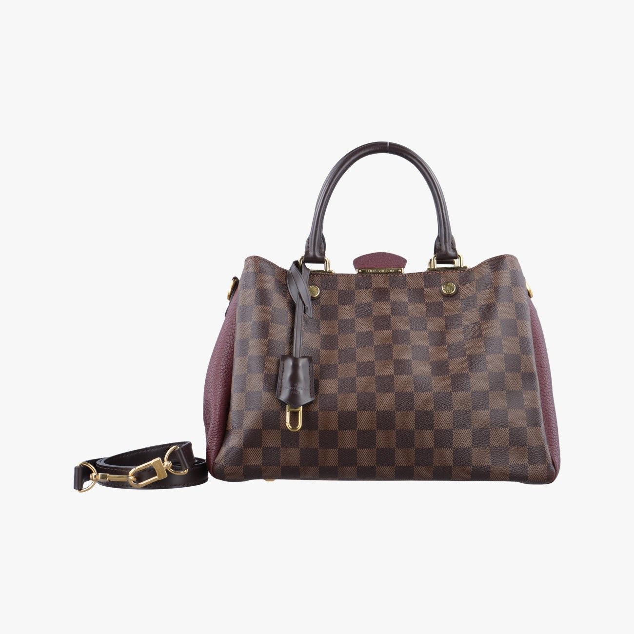 ルイヴィトンLouis Vuittonブリタニーエベーヌ×ボルドーダミエキャンバス×カーフレザーN41675SR4167