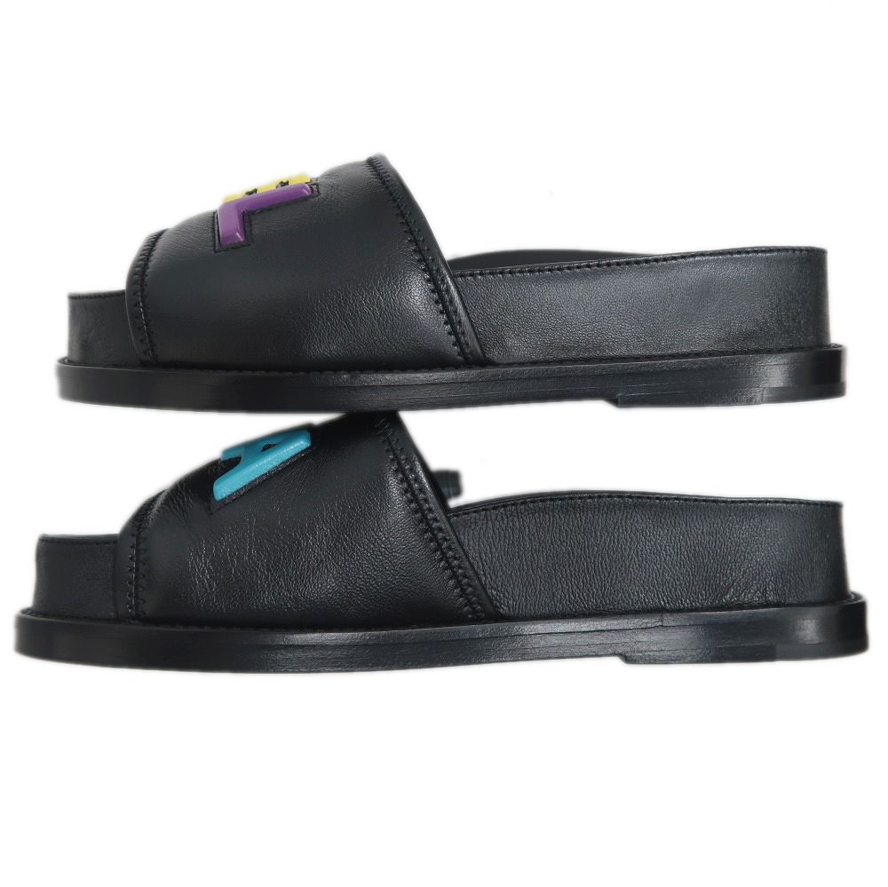 名東】シャネル マルチカラー ロゴサンダル G38933 ブラック サイズ36C