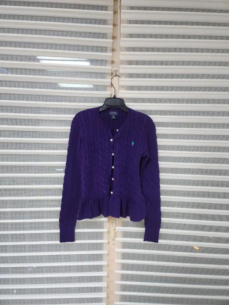 ポロラルフローレン パープル ケーブル カーディガン 16y