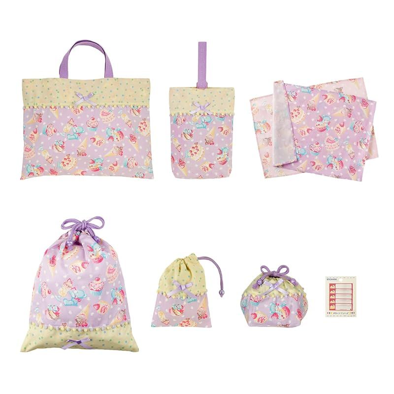 ナップサック　上履き入れ　お弁当袋✖️4コップ袋✖️4ランチョンマット✖️4 KIYOHARA 女の子 レッスンバッグ 上履き入れ 体操着袋