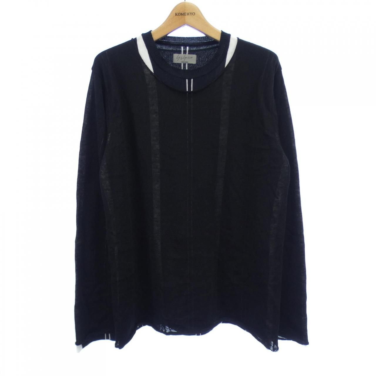 古着 90's ヨウジヤマモト プールオム ボーダーニット アシンメトリー 黒 YOHJI YAMAMOTO(ヨウジヤマモト) ボーダーニットHK-T04-170 HK