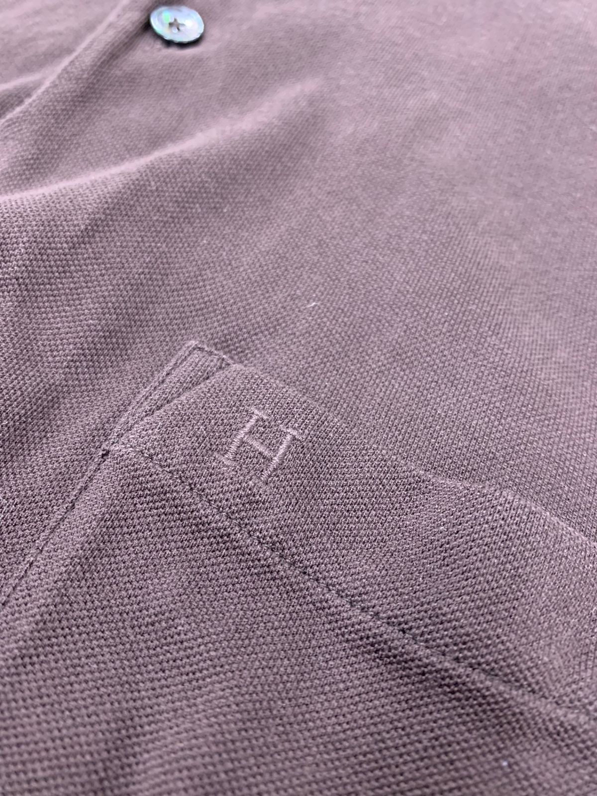 HERMES エルメス メンズポロシャツ サドルステッチ 半袖 白⁄オレンジ 