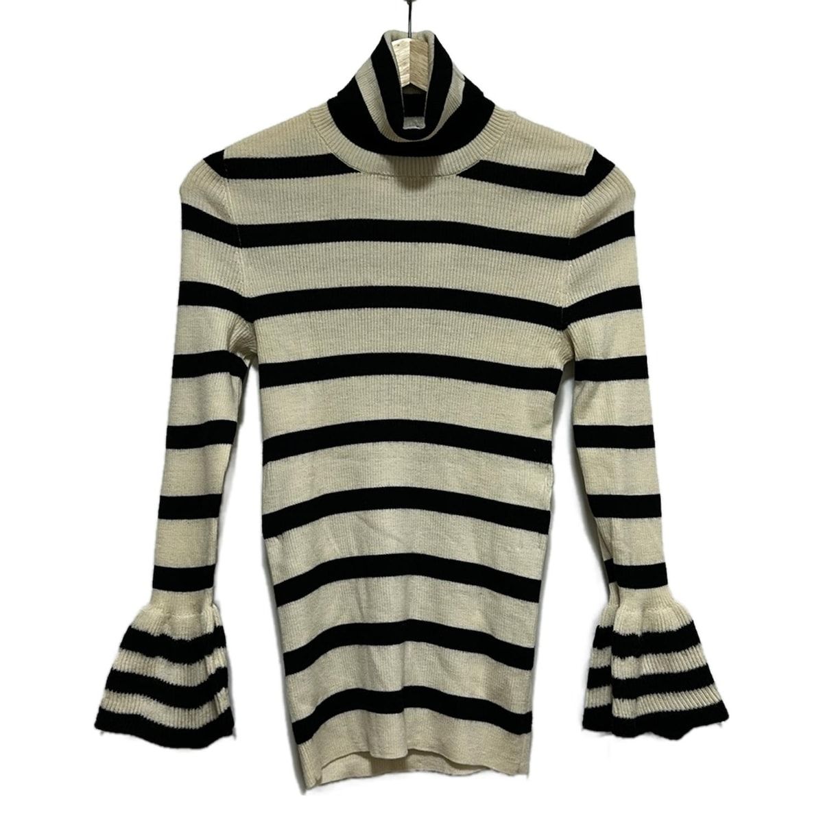 MOSCHINO CHEAP-CHIC モスキーノ チープ-シック 長袖セーター サイズ44 I L レディース - アイボリー×黒 タートルネック|ボーダー