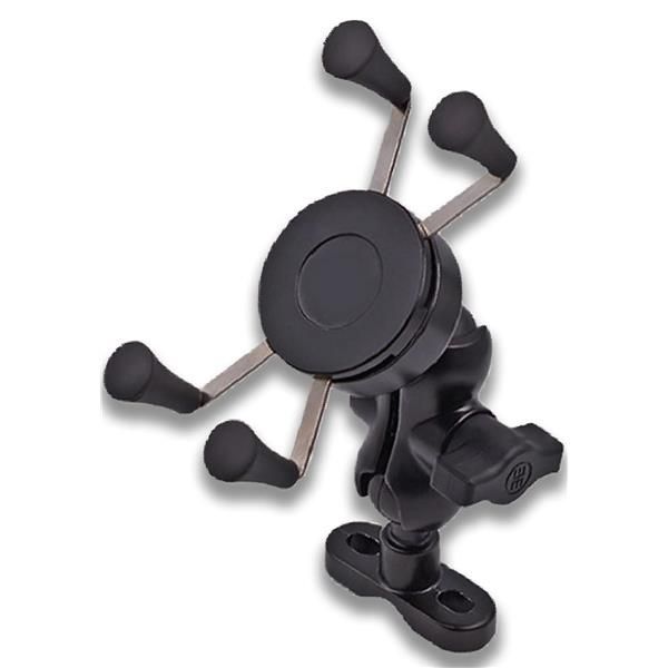 ブラック 【工具のジョー】 スマホホルダー バイク用 金属フレーム ツインクランプ（2支点）【Joe Clamp】（ジョー・クランプ） スマートフォン スマホホルダー 360度回転 落下防止ゴム ポー