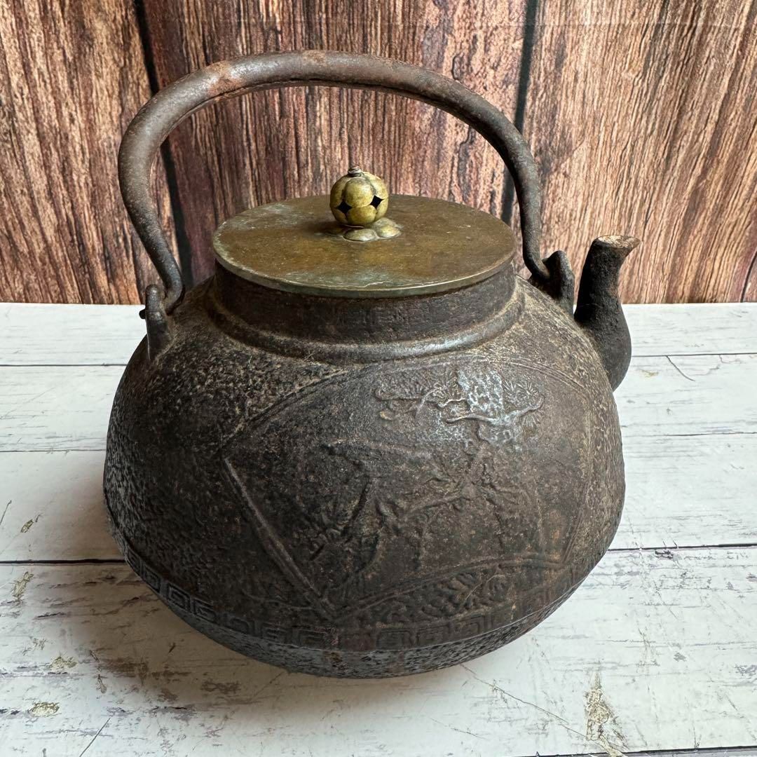 鉄瓶 龍文堂造 時代物 鉄製 龍文堂造 アンティーク 急須 時代物 骨董