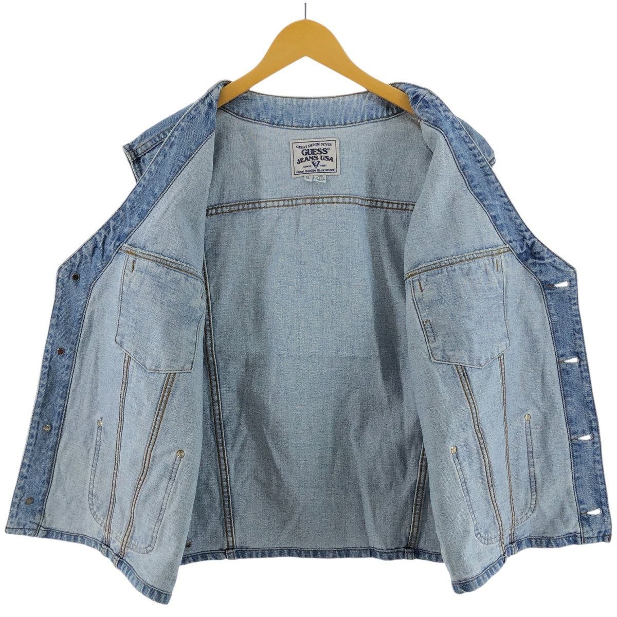 古着 90年代 ゲス Guess JEANS デニムベスト USA製 メンズXL相当 