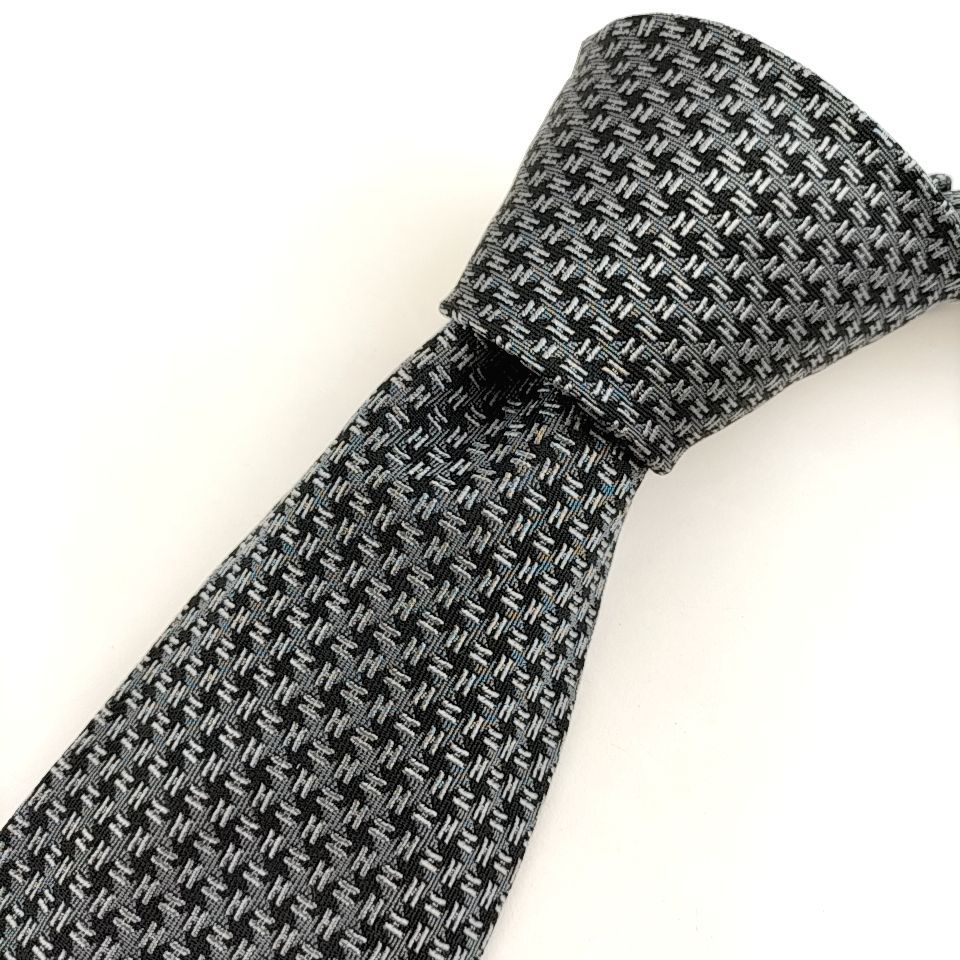 HERMÈS ネクタイ H柄　ブラック HERMES 】A 61 A-1 エルメス H柄 ネクタイ 長さ 154cm