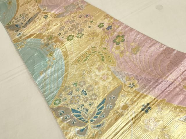 振袖単品、正絹振袖 決算セール】仕立付き 正絹 振袖 単品 金彩 ホワイト 桜 f-718-t