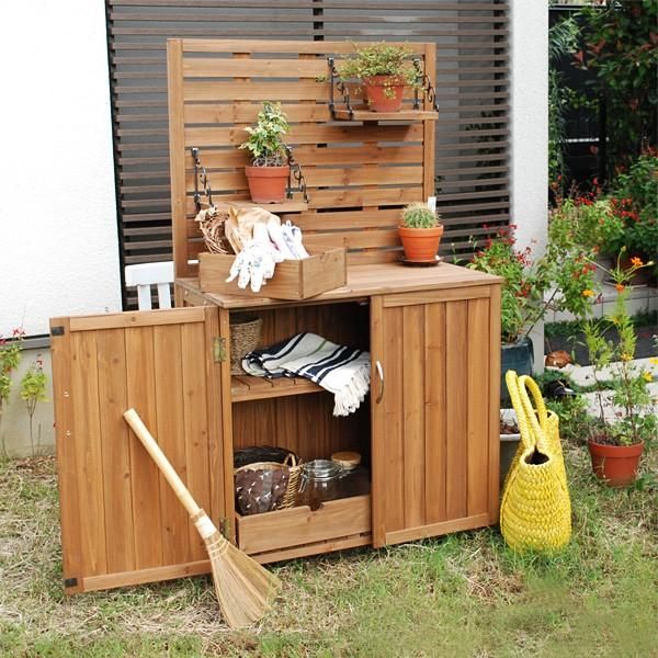 物置 屋外 小型 小さい おしゃれ 小屋 北欧 ストッカー 収納庫 棚 観音扉 庭 木製 ガーデニング 植物 園芸用品 掃除用具 収納 飾り棚 ガレージ 車庫 ベランダ sms-yb-202nw80