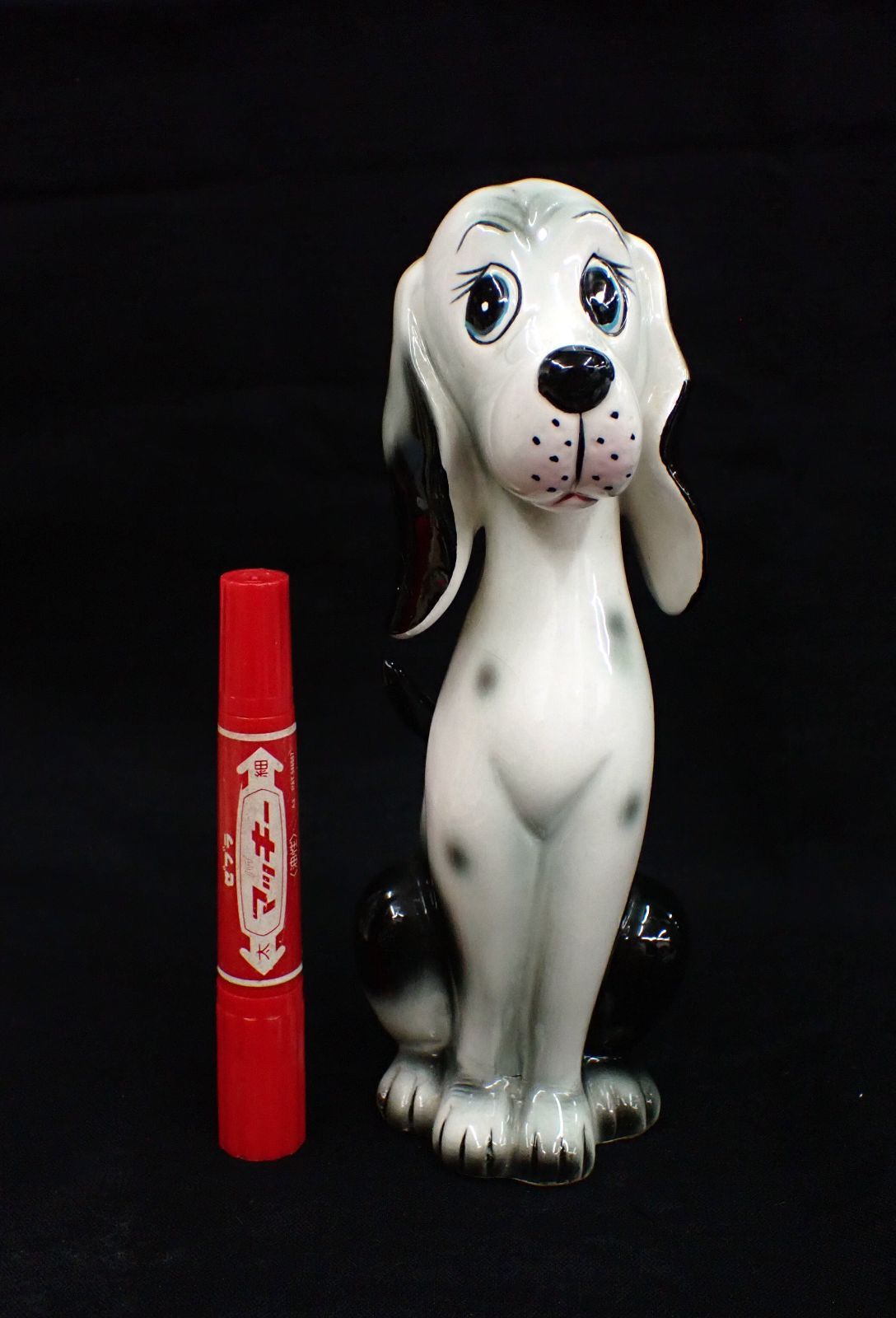 △昭和レトロ ダルメシアン 陶器製 イヌの置物△犬/レトロポップ