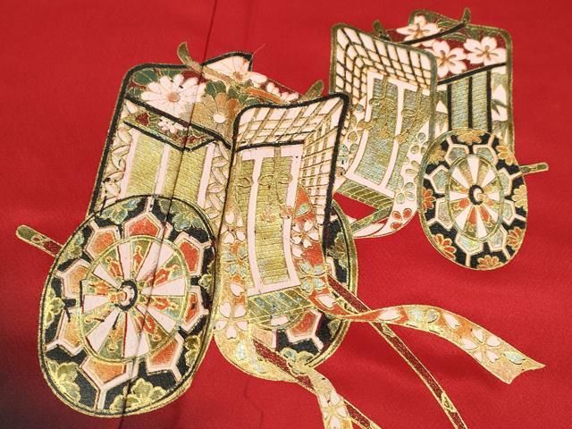 豪華振袖　友禅　花車文　正絹　逸品 豪華振袖 友禅 花車文 正絹 逸品