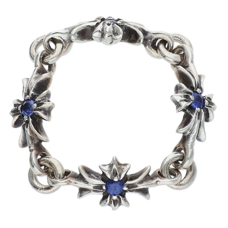 クロムハーツ RING TNY E CH PLS SAP タイニーECHプラス サファイア シルバーリング メンズ 11号