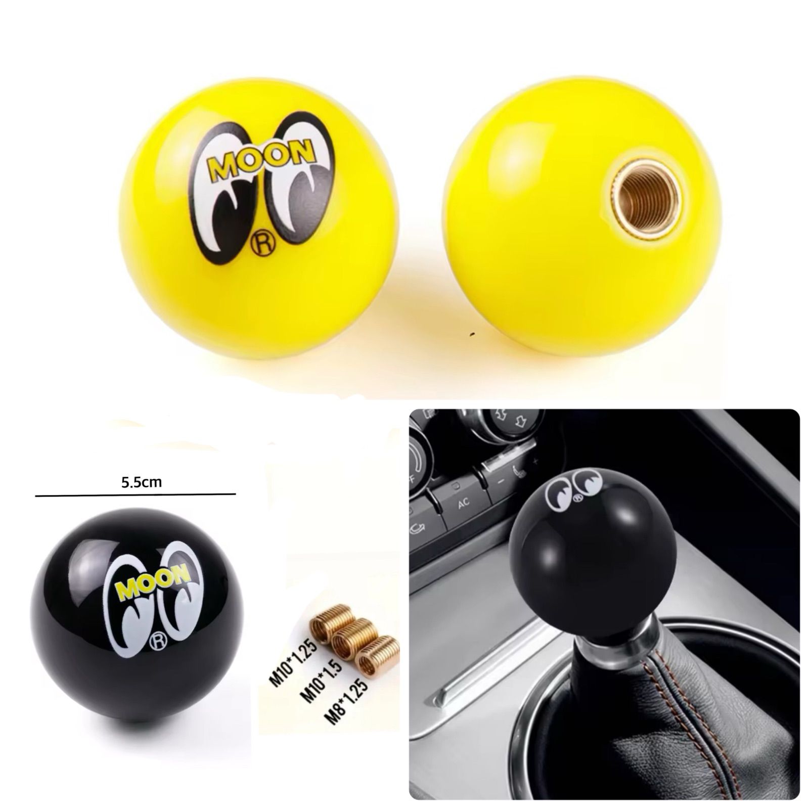 ブラック】黒 シフトノブ mooneyes ムーンアイズ 変換アダプター付属